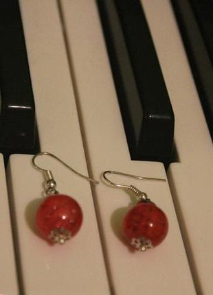Красные серьги ручная работа (hand made)