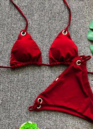 Маленький червоний бікіні роздільний купальник #3026