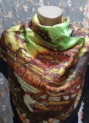 Новый эксклюзивный  шелковый (100% натур.шелк)  платок " kowloon shangrila"