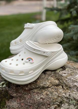 Crocs classic bae clog 36-39 жіночі білі крокси на платформі4 фото