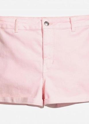 34 джинсовые шорты женские короткие с подворотами нежно розовые белые h&m