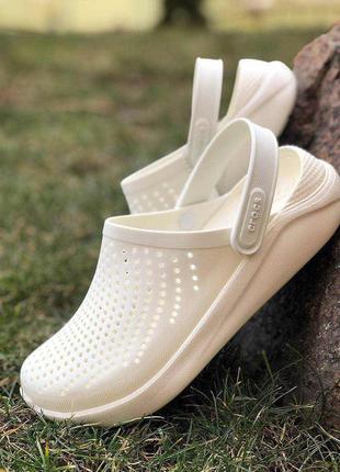 Сабо crocs literide clog almost white 36-44  кроксы белые