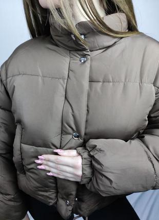 Куртка bershka коричневого цвета4 фото