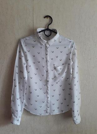 Белая натуральная рубашка bershka в панды