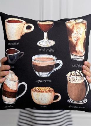 Подушка с принтом габардинова то може на кофе? 50x50 см код товару: 4320959