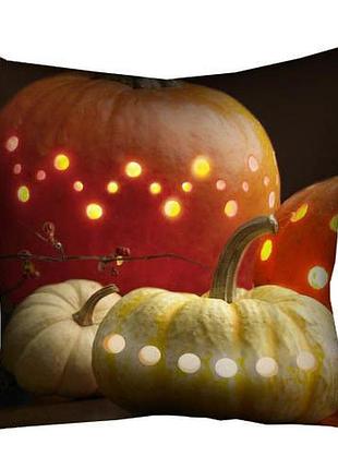 Подушка с принтом габардиновая фонарь из тыквы на хелловин 50x50 см код товара: 4320981