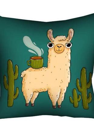 Подушка з принтом габардинова випий кови! 50x50 см код товару: 4320984