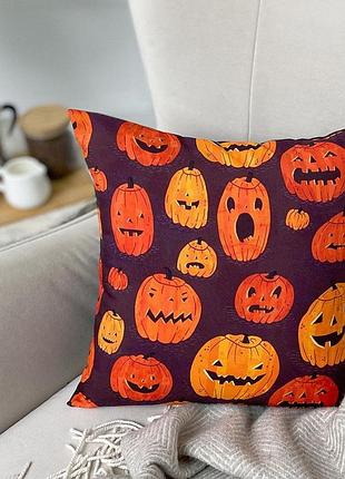 Подушка з принтом габардинова гарбуза хелловін 50x50 см код товару: 4320987