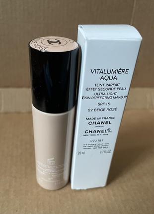 Chanel vitalumiere aqua тональний флюїд #22 beige rose, 20ml3 фото