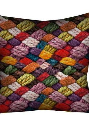 Габардинова подушка з принтом різнокольорова в'язка 40x40 см код товару: 4320883