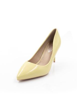 Туфли на каблуках с узким носком эко кожа черные белые бежевые желтые голубые2 фото