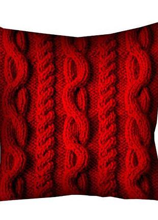 Габардинова подушка з принтом червона в'язка 40x40 см код товару: 4320891