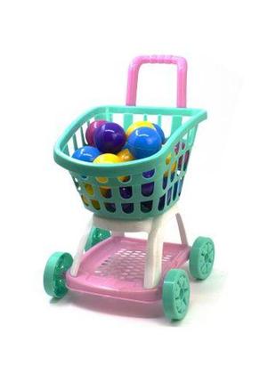 Тележка "супермаркет" с шариками (бирюзовая)