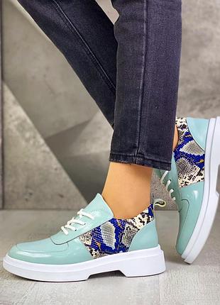 🔥 шикарні шкіряні туфлі пітон м'ята