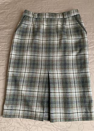 Спідниця шерстяна в клітинку зелена розмір 50 52