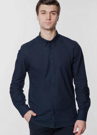 Классическая мужская рубашка  темно-синяя1 фото