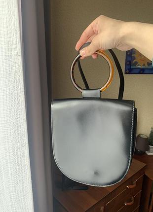 Сумка кільце чорна через плече reserved