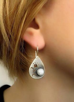 Винтажные серьги серьги жемчужинка винтаж