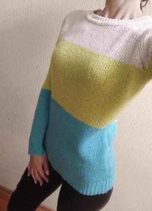Джемпер свитер женский ангора разноцветный реглан