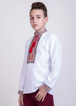 Вишиванка для хлопчика жовто-червона або жовто-голуба із замочком