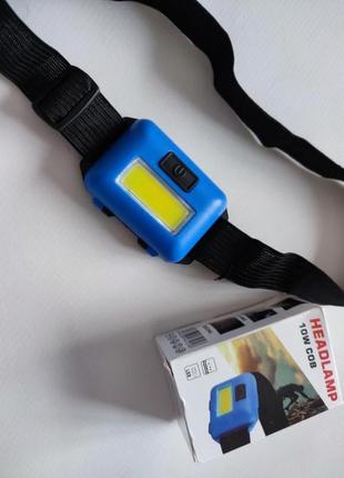 10 шт налобний ліхтарик міні на голову фонарик на батарейках синій1 фото