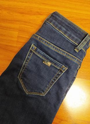 Утеплені джинси скіні жіночі темно сині висока посадка турція американка5 фото