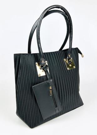 Жіноча сумка екошкіра 40х30х12 см. 5014 чорна