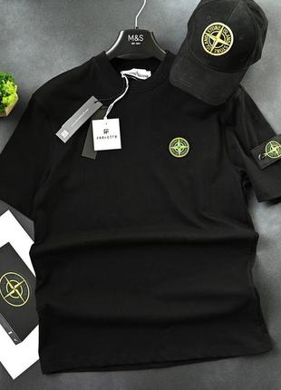 Чорна футболка stone island / якісні чоловічі футболки стон айленд