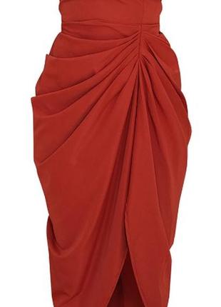 Сукня зі сборками теракотова2 фото