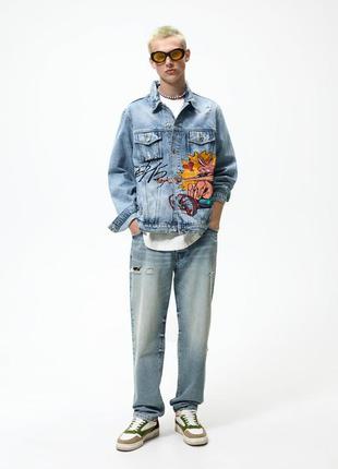 Куртка джинсовая zara с граффити принтом.3 фото