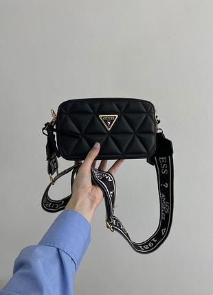 Женская  маленькая черная сумка с  ремнем через плечо guess 🆕 кросс боди