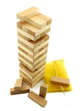 Дженга (jenga) с мешочком 60 брусков 28,5*7*7 см, деревянная