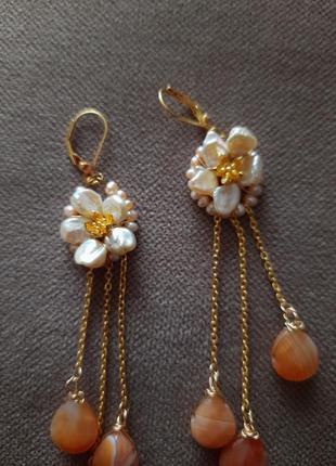 Дизайнерські сережки з перлинами від anna zolotova3 фото