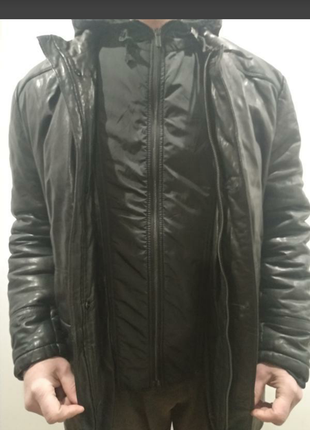 Кожаная  зимняя куртка/блейзер   lagerfeld , оригинал5 фото