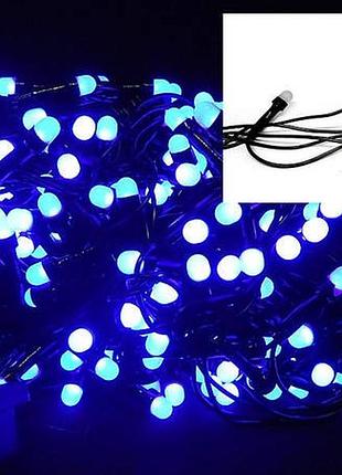 Гірлянда чорний провід кругла матова лампа 300led (синій) led300b-10