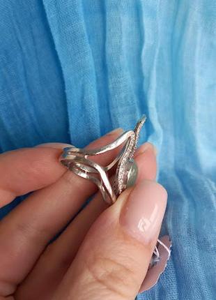 Изящное  серебряное кольцо с зеленым авантюрином2 фото