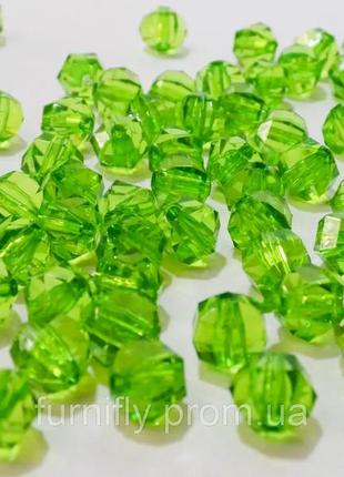 Бусины finding круглые шар гранёнка зелёные акрил 10 мм