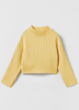 Укорочений трикотажний светр в рубчик для дівчинки, укороченый трикотажный свитер в рубчик, кофта для девочки, zara