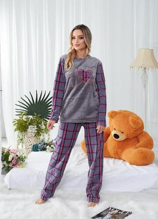 Качественная женская теплая пижама 3 цвета