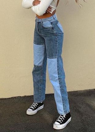 Джинси колор блок