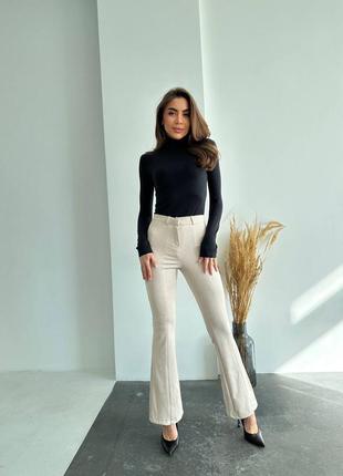 Жіночі замшеві штани із розрізами 3 кольори