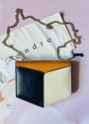 Триколірна шкіряна сумочка sandro paris. оригінал5 фото