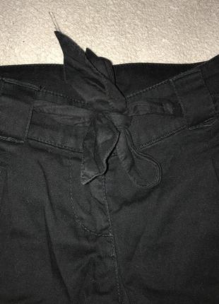 Коттоновые короткие чёрные шорты/ шортики с поясом5 фото