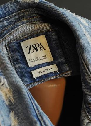 Рубашка женская zara, джинсовая, плотный джинс, гранж стиль4 фото