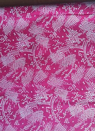 Ткань 100% хлопок плотный цвет фуксия в белую абстракцию