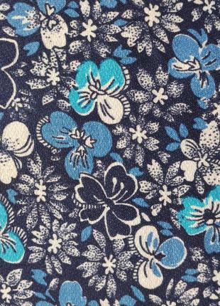 Ткань 100% хлопок плотная синяя в цветы3 фото