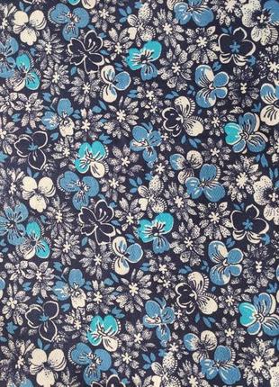 Ткань 100% хлопок плотная синяя в цветы1 фото