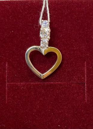 Серебряный подвес с золотой пластиной сердце