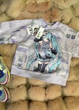 Світшот толстовка кофта худі аніме anime hatsune на флісі, свитшот кофточка худи хацунэ на флисе, zara4 фото