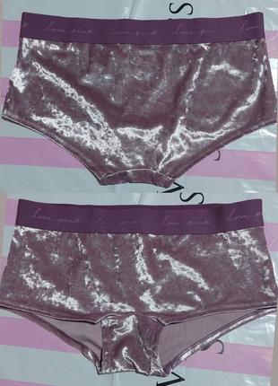 Вельветовые трусики шорты victoria’s secret pink velvet boyshort1 фото